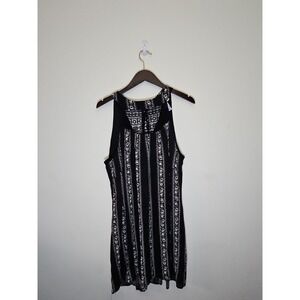 Alya Crocheted neck, Back‎ Tie-neck  XL Womens Black Sleeveless Short Dress